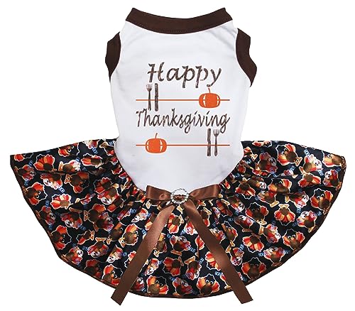 Robe chiot Thanksgiving blanche XL confortable | Habit de fête qui ne serre pas le poitrail