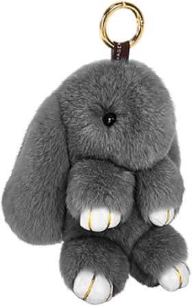 Amazon.com: Charm Real Rabbit Fur Keychain Car Phone Handbag Pendant ...