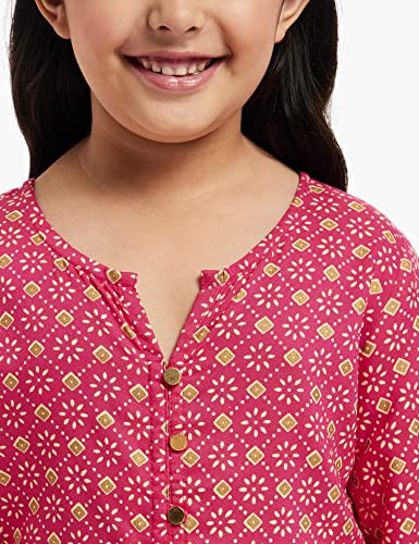 Image of Amazon Brand - Jam & Honey Girl's Rayon Salwar Suit (J&H-GE-T-SKD-10 Pink 3-4 Years)