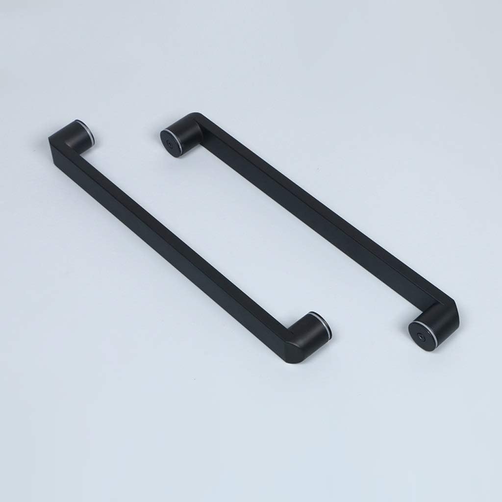 Single Shower Glass Door Handle Pull Replacement Set with Washers, Bathroom Door Knobs for Doors Interior/Exterior, Black Stainless Steel (Size : 44cm)