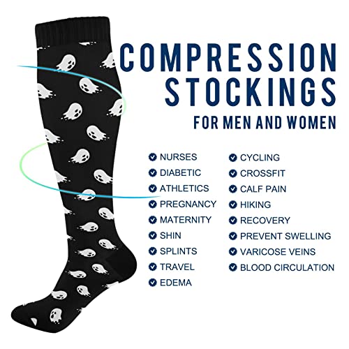 Image of Wusikd Heartbeat Symbol Compression Socks for Women and Men Circulation Black Long Socks for Athletic Running 1