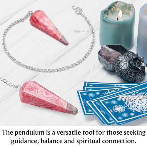 Image of Rhodochrosite Pendulum Dowsing Tool - Natural Crystal Pendulum for Spiritual Guidance - Premium Dowser Pendulum for Accurate Divination and Energy Healing - Perfect for Energy Healing