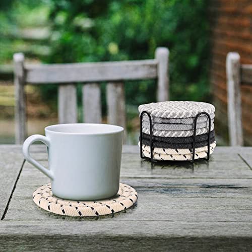 8 Pcs Coasters For Drinks, Absorbent Coasters, Cotton Woven Drink Coasters, Braided Coasters Heat-Resistant For Home Coffee Table Desk Cups Tabletop Protection Coasters #TOP4