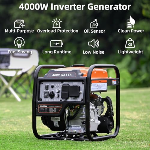 Power Equipment 4000 Watts Inverter Generator Gas Powered, Portable Open Frame Generator, Low Noise with ECO Mode and Inverter Technology, RV Ready, Emergency Home Backup - Image 3