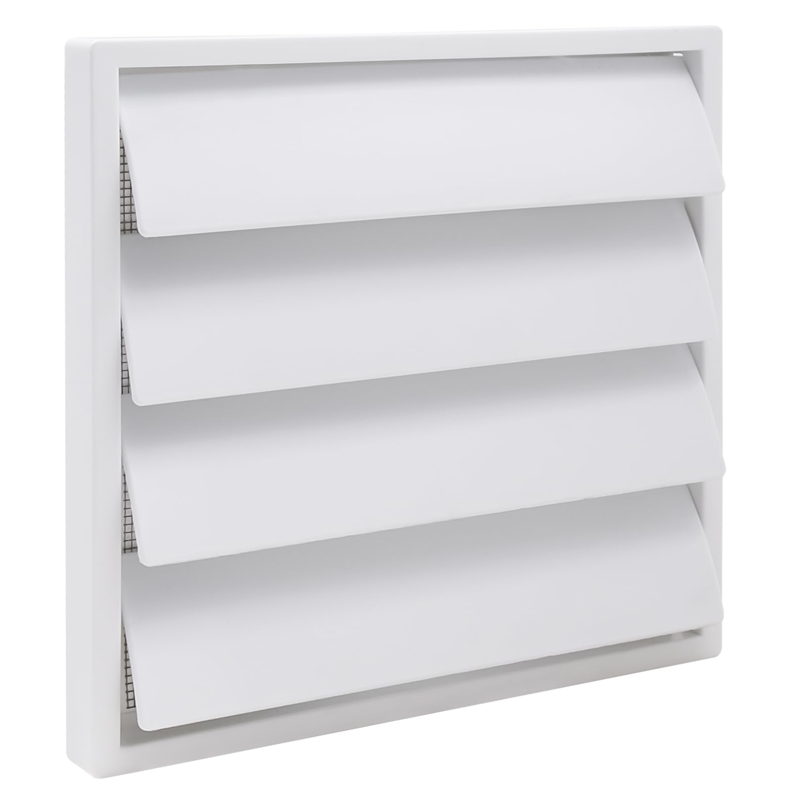 150 mm (6 inch) Square Gravity Vent Cover, 175 x 175 mm External Grille with Anti-Backdraft Shutters, White ABS Plastic for Bathroom and Kitchen Ducting and Extractor Fans