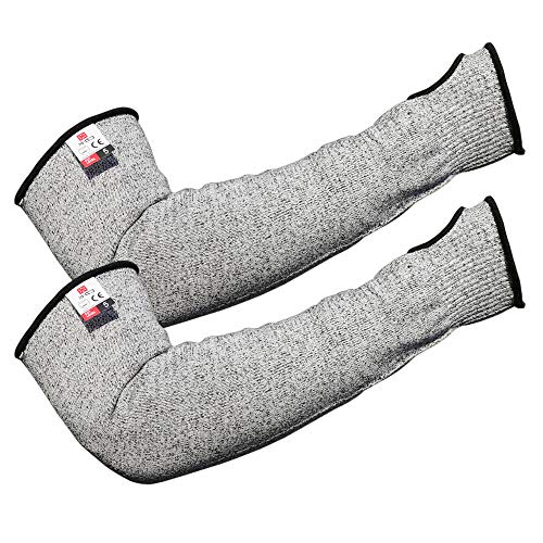 Updated Longer Cut Resistant Knit Sleeves Level 5 Protection Slash Resistant Sleeves with Thumb Slot Helps Prevent Scrapes Scratches Skin Irritations UV-Protection 1 Pair