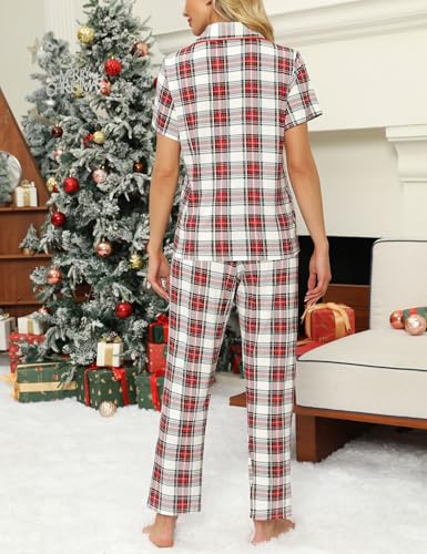 Image of Senert Womens 2 Piece Pajamas Set Button Down Top and Pants Soft Sleepwear | Short Sleeve Lounge Sets with Pockets, Maternity / Nursing /Postpartum Pjs Set, Bride Pjs Set for All Seasons