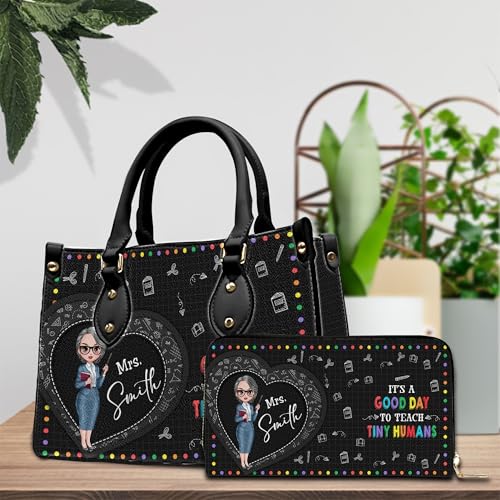 Bolso personalizado de cuero para docente miniatura 5