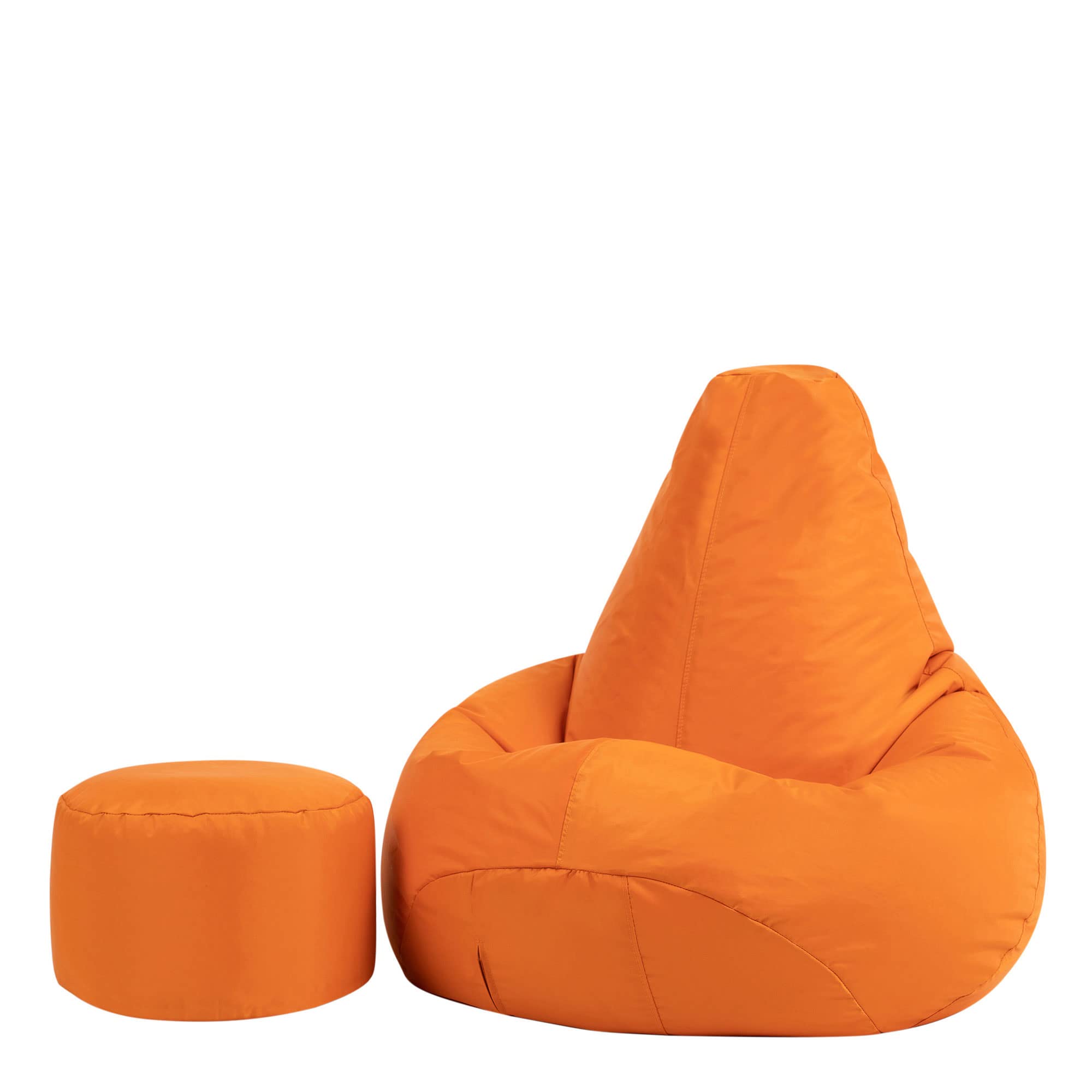 Bean Bag BazaarHigh Back Chair and Footstool Combo - 65cm x 87cm - Indoor Outdoor Water Resistant BeanBag (Orange)