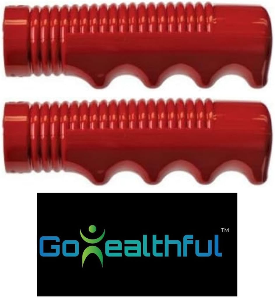 Hunt Wilde Handlebar Grips Compatible with Radio Flyer Tricycle, 3/4 Inch Kids Non-Slip-Bicycle Handlebar Grips, 1 Pair Red Tricycle HandlebarGrips Bundle with 1 GoHealthful Magnet