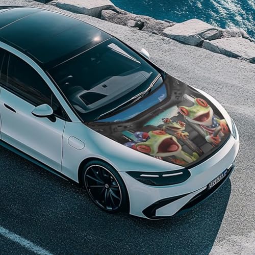 Image of Cute American Frog Car Hood Cover Stretchable Polyester,Engine Cover，Elastic Fabrics Can be Washed,Car Bonnet All-Season Protection