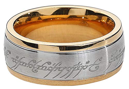 Preisvergleich Produktbild Herr der Ringe Der Eine Ring Edelstahl PVD vergoldet zweifarbig - 58