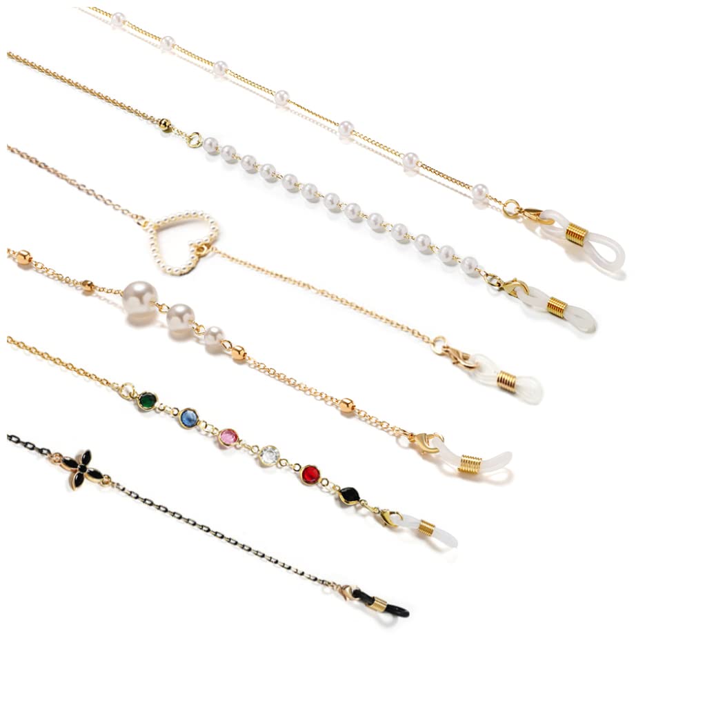LIPIODOL Cadenas de Anteojos, 6 Piezas Gafas Cadena, Cordon Correas para Máscara mascarillas Hombre Mujer niños, Gafas de Cuentas Correa de Gafas de Sol Cordones