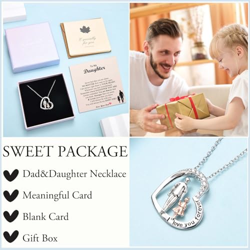 Daughter Gifts from Dad, Love You Forever To My Daughter Necklace Gifts from Dad Father, Birthday Christmas Valentines Graduation Back to School Gifts for Girls Women Teenage4