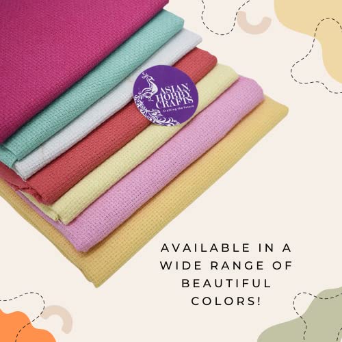Image of Asian Hobby Crafts Matty Fabric for Embroidery, Cross Stitch, and Knitting, Sewing Fabric,DIY Cross Stitch Projects, (Size:16x20cm, 3 Color-Peach, White and Teal)