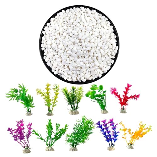 Foodie Puppies Aquarium Artificial Plastic Plant with White Polished Stone Combo - (4inch Plant-10Pcs + White Stone-2Kg, Small) for Fish Tank, Garden Lawn, Home & Office Decor (B0CPY8ZXVG) Amazon Price History, Amazon Price Tracker