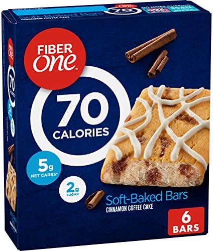 Fiber One Brownies, 70 Calories, 5 Net Carbs, Snacks, Cinnamon Coffee Cake, 6ct