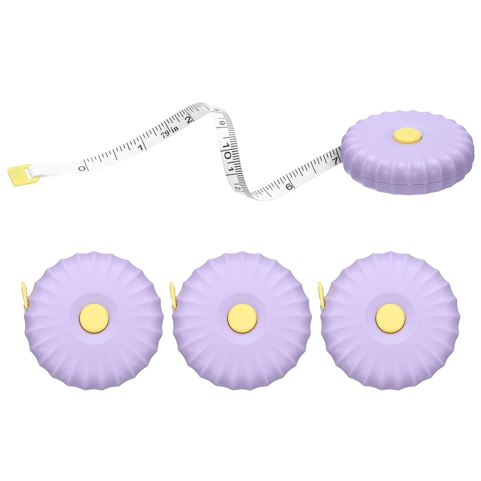 sourcing map 4Pcs Soft Tape Measure 200cm/79" Double Scale Retractable Mini Cartoon Measuring Tape Cute Tape Measurer for Sewing Craft Cloth Fabric Tailor Weight Loss Body Measurements, Purple