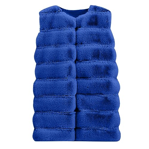 Women's Sleeveless Puffy Faux Fur Vest Shearling Fuzzy Warm Long Coat Mid-length Outwear Long Sleeve Cardigan Jackets3