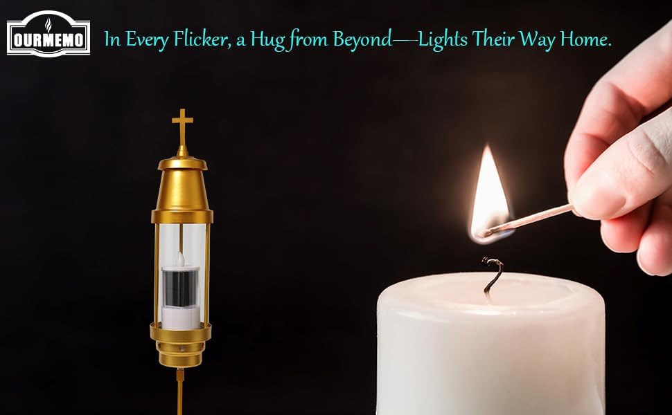 Cemetery Solar Lights for Grave,Includes 2.5" x6.5'' Grave Candles,4" x34''Cemetery Memorial Light Candle Holder,Standard Spike and Base,Perfect Addition to Headstone (Latin Cross Classic) - Image 5