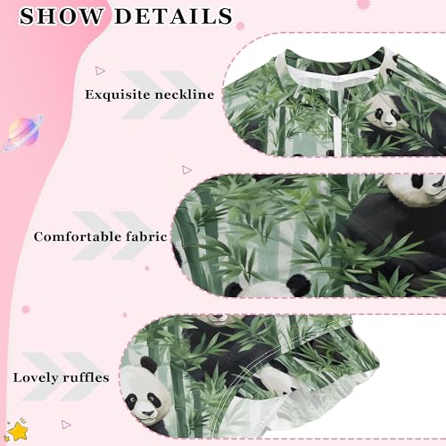 Panda Animal Bamboo Girls Long Sleeve Rashguard Swimsuit UV Protection One-Piece Swimwear Bathing Suit B04027614