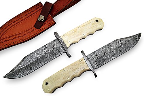 Knife King Custom Damast Bowie Messer Jagdmesser Mit Lederscheide