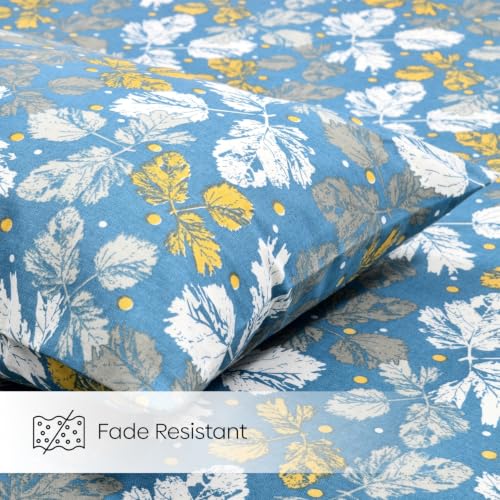 Image of Haus & Kinder Bedsheet for Single Bed Cotton, 58 x 98 Inches Single Bedsheet with 1 Pillow Cover, Pure Cotton 186 TC, Soft & Silk Bedsheet for Single Bed - Golden Birch Symphony