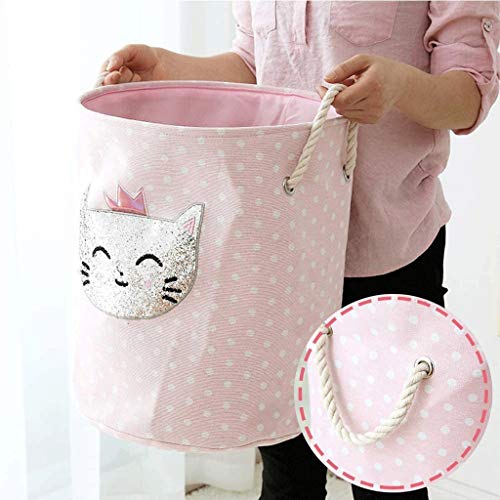 Jeonswod Large Laundry Basket,Collapsible Fabric Nursery Hamper Clothes Washing Bin Baby Kids Toys Organizer, Pink Polka Dot #TOP3