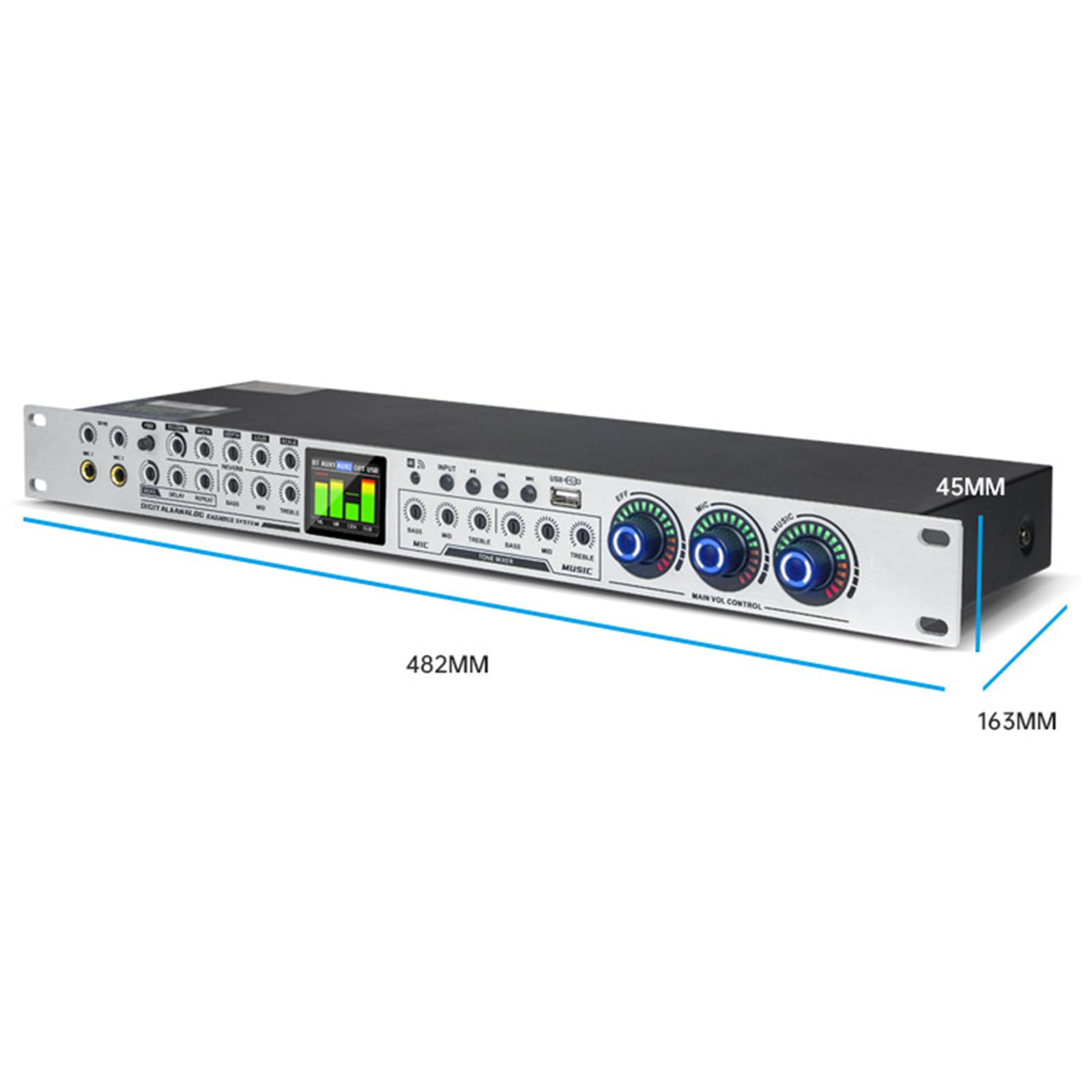 Efector digital profesional KTV preetapa, procesador de audio antiaullidos, reverberador mezclador de karaoke, con efecto DSP Echo, entrada de micrófono, para reverberador doméstico