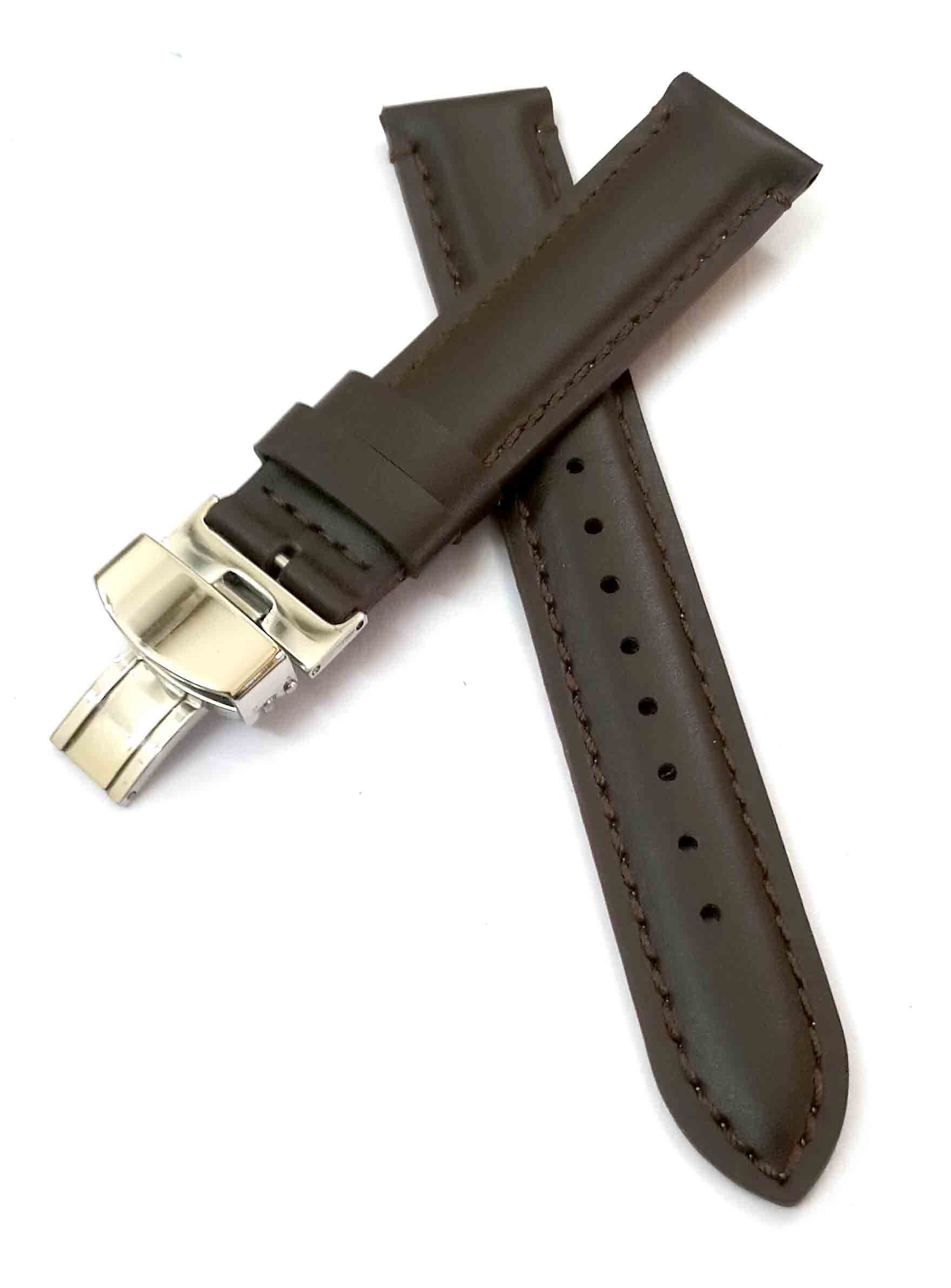 Ewatchaccessories 21mm Genuine Leather Brown Watch Band Strap for Men and Women | Comfortable and Durable Material | Deployment Silver Buckle-V4 (B0B6V7J4FP) Amazon Price History, Amazon Price Tracker