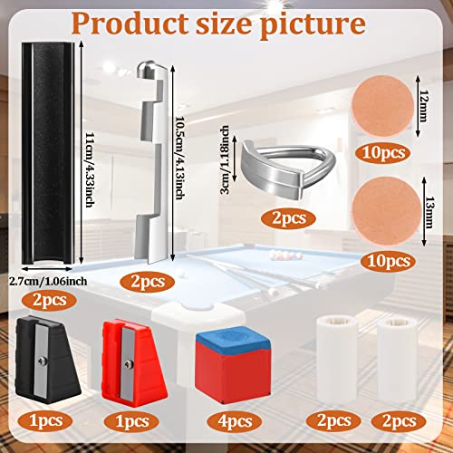 34 Pack Pool Cue Repair Kit Include 2 Pool Cue Tip Clamp 20 Billiard Cue Tips 2 Billiards Shaper 4 Chalk Cubes For Billiard 4 Pool Cue Repairers 2 Planers For Billiard Table Cue Tips Accessories #TOP7