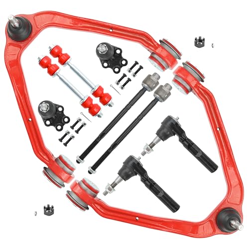 RWD Front End 10pc Suspension Kit for 1999-2006 Chevy Silverado 1500 GMC Sierra 1500, Control Arms - Upgraded Polyurethane Bushings, Tie Rod End, Sway/Stabilizer Bar Link, Lower Ball Joint