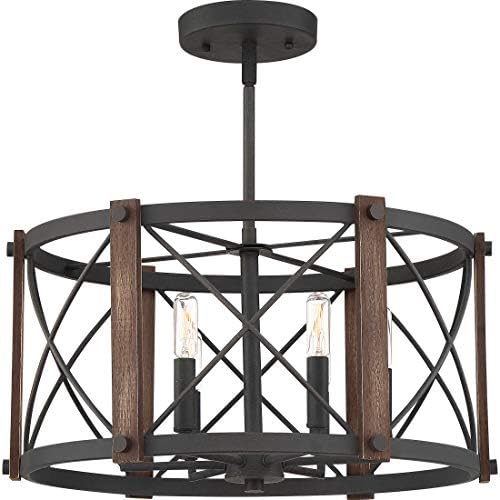 Quoizel BRO1720MK Transitional Six Light Semi-Flush Mount from Baron Collection in Black Finish, 20.00 inches