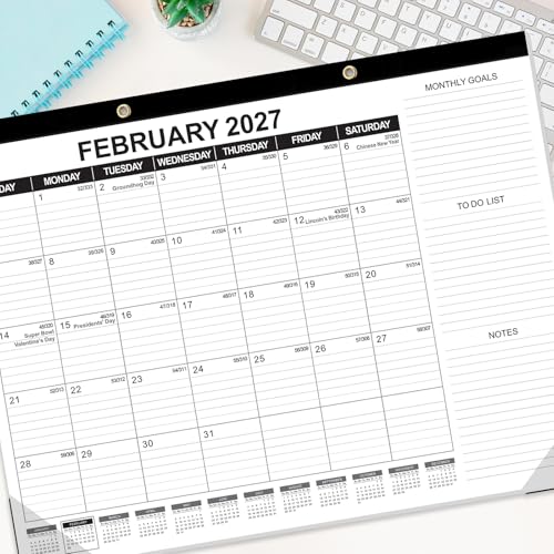 Image of GuassLee Large Desk Calendar 2026,22 inch x 17 inch Desktop Wall Calendar 18 Months Planner Runs from Jan. 2026 to Jun. 2027 with Julian Date To-do & Notes Monthly Goals for School Home Office