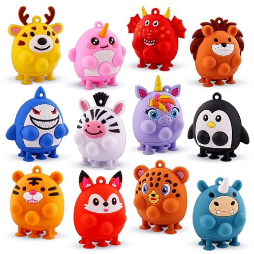 ChildFun 12 PCS Animal Pop Fidget Toys, 3D Animal Suction Toys, Fidget Party Favors for Kids, Goodie Bags Stuffers, Pinata Stuffers, Carnival Prizes, Bulk Kids Prizes