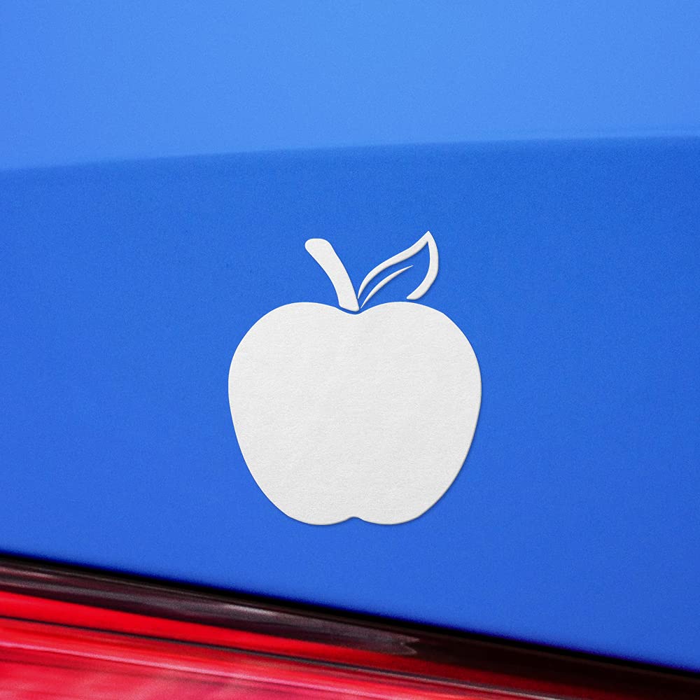 2 Pcs - Transparent Decal Stickers of Solid Red Apple (White) Premium Waterproof Vinyl Decal Stickers for Laptop Phone Accessory Helmet Car Window Mug