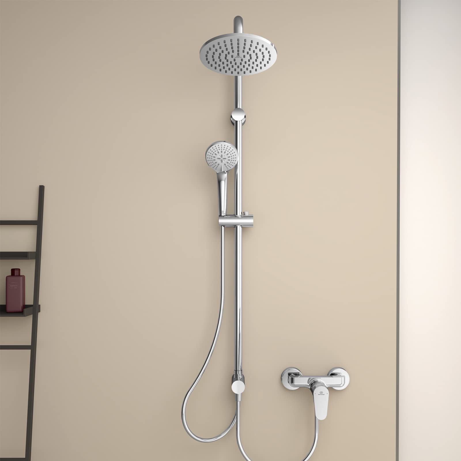 Ideal Standard Deszczowy podwójny system prysznicowy do odsłoniętych mikserów prysznicowych, chrom