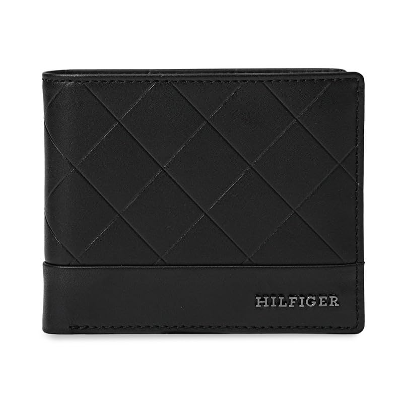 Tommy Hilfiger Men’s Leather Passcase Wallet Kornos – Black | Bifold with 12 Card Slots, 2 Bill CompartMen’sts & 6-Month Warranty | Stylish Purse for Men’s