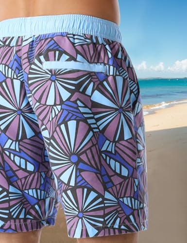 Men's Swim Trunk Printed Summer Lightweight Washed Retro Drawstring Board Shorts2
