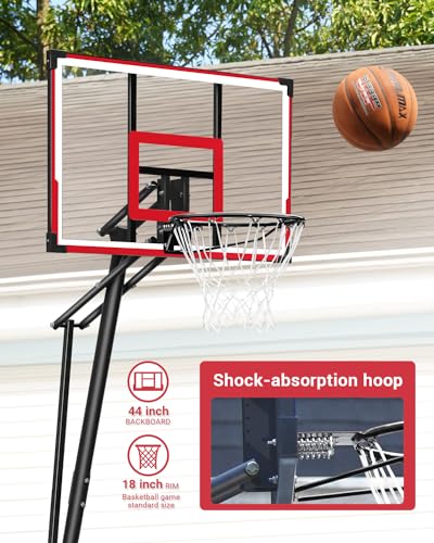Win.Max Portable Basketball Hoop Quickly Height Adjusted 4.9-10Ft Outdoor/Indoor Basketball Goal System With 44 Inch Backboard And Wheels For Adults thumb #2