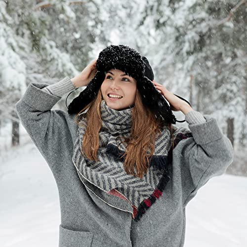ReFeltidolom Chapéu de caçador de inverno, pacote com 2 chapéus Trooper Trapper Chapéu de esqui de c
