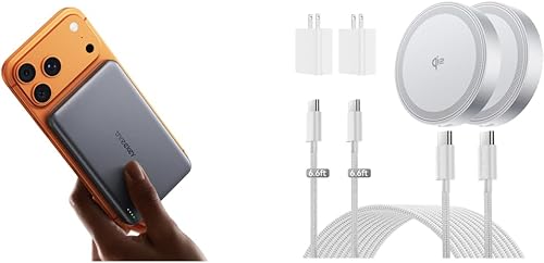 THREEKEY Banco de energía delgado de 10000 mAh con 2 cargadores inalámbricos