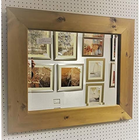 NEW LARGE FLAT MODERN CHUNKY SOLID PINE LIGHT OAK STAINED WALL AND OVERMANTLE MIRRORS Cover