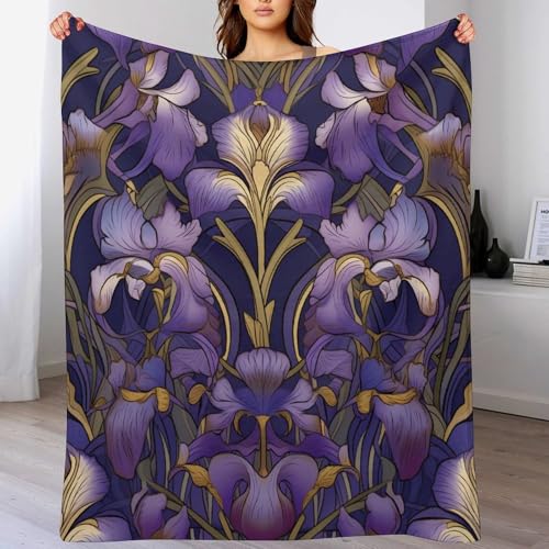 Manta de sofá acogedora con estampado floral para tardes de cine 2