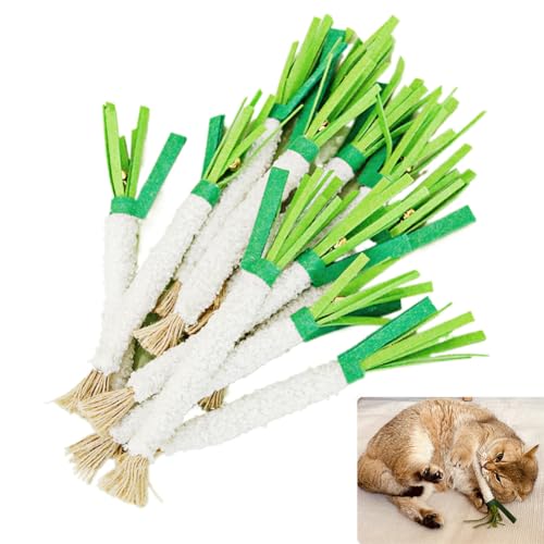 IUHKBH Silvervine Catnip Sticks, 3 PCS Scallion Shape Chew Stick for Cats Cleaning Teeth Interactive Kitty Toys, Kitten Essentials, Birthday Gift