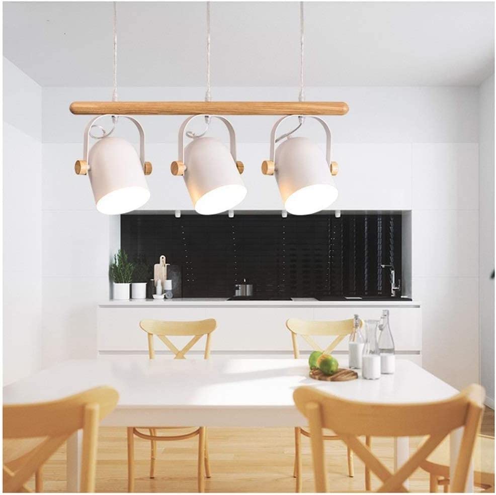 Suspension trois lampes en bois pour table de salle à manger nordique