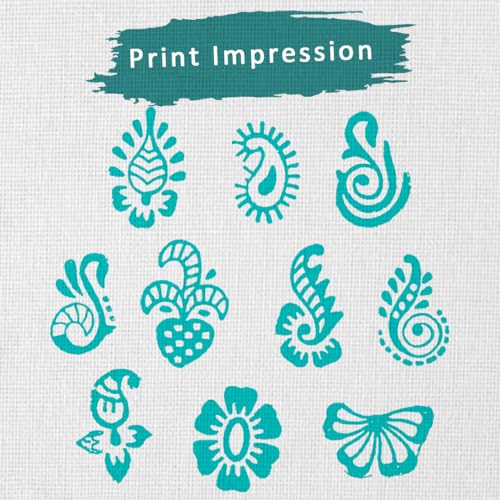 Image of Hashcart Wooden Stamp Block, Printing Stamp Design Set | Block For Printing Saree Border | Dresses, Craft Card Making, Scrapbook, Clay Pottery | Set of 10