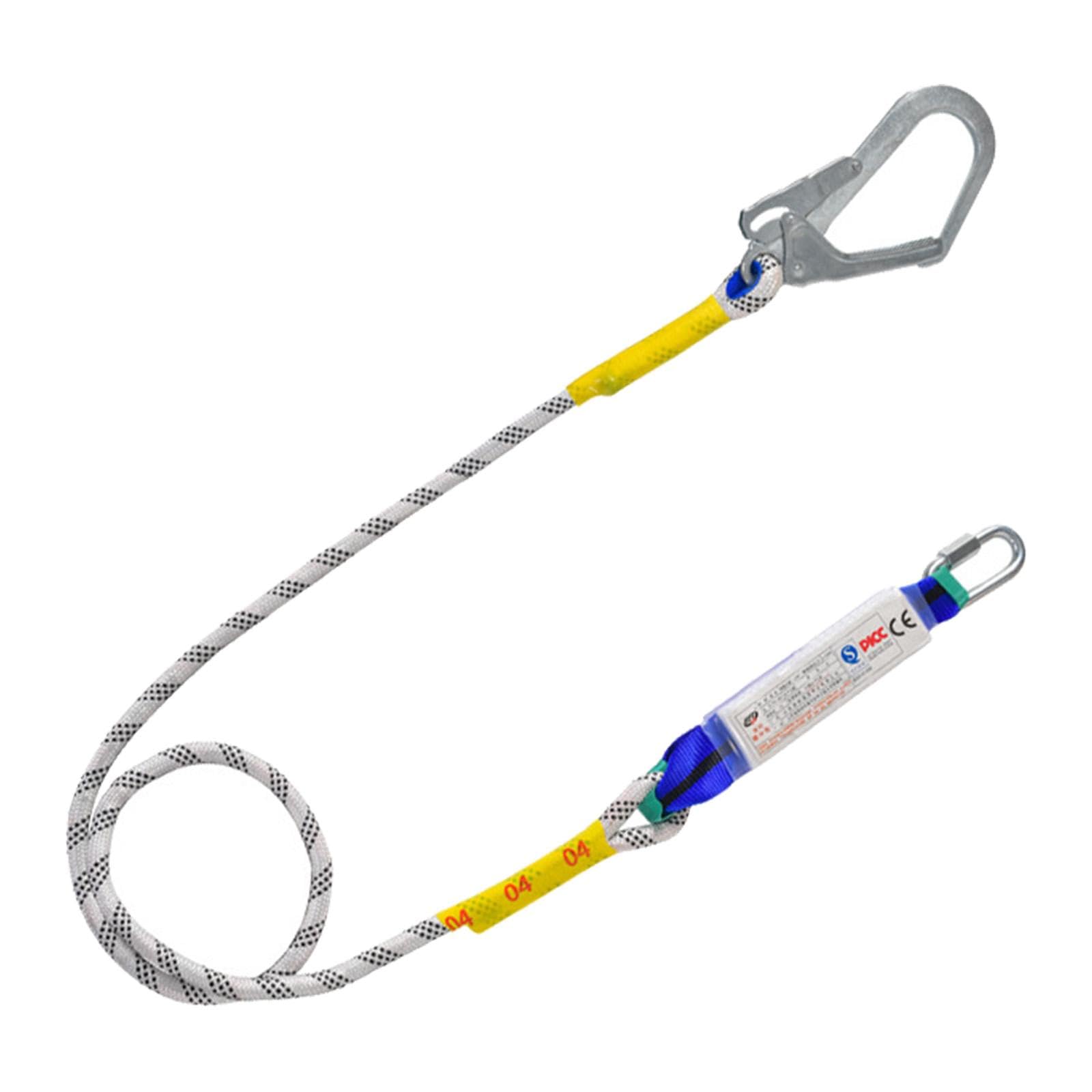 perfk Arnés de seguridad con cordón, de protección, práctico de trabajo de 2 m con mosquetón para montañismo, valla exterior, Paquete de Búfer de Gancho único