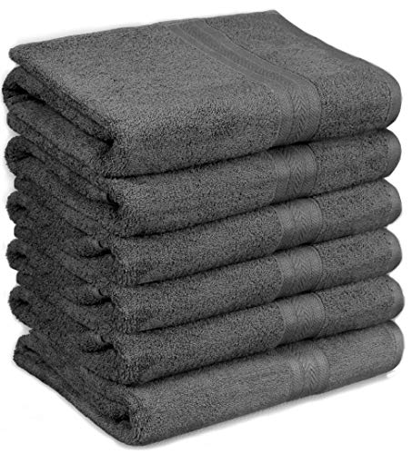 HomeLabels Cotton Soft Spa Bath Towels, Ultra Soft Bath Towel, Home Gym Spa Hotel, Ideal for Daily use Highly Absorbent Hotel spa Bathroom Towel Collection | 22x44 Inch | Set of 6 Grey