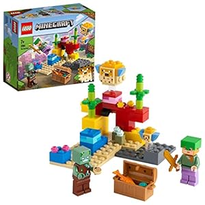 LEGO 21164 Minecraft De Koraalrif Set met Alex en Verdronken Zombie Poppetjes voor Kinderen van 8 Jaar en Ouder